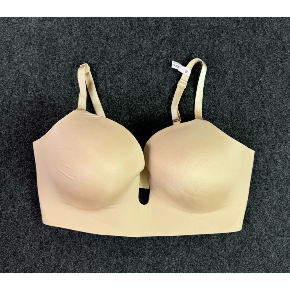 NEW Victoria's Secret Womens 38DD Marzipan Bare Plunge Low Back Bra Invisible